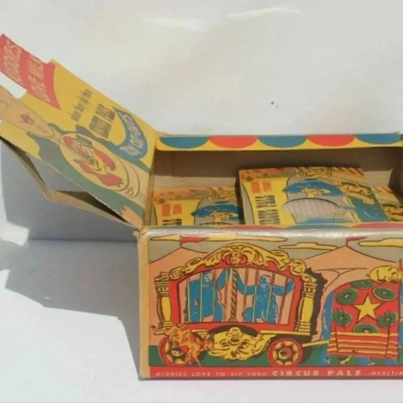 Vtg 7 Circus Pals Drinking Straws / Cut Out Toy (Jo-Jo, Maxie) Selling Display - Picture 4 of 5